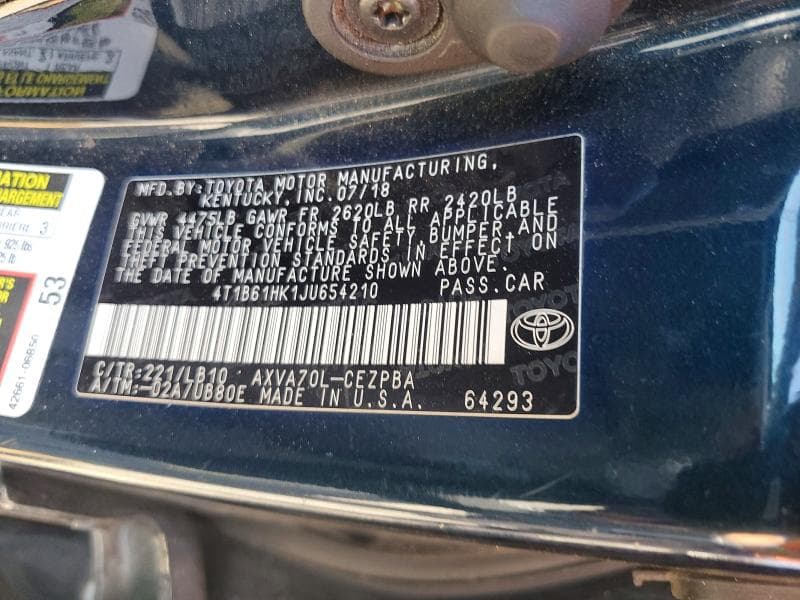 2018 TOYOTA CAMRY XSE 12