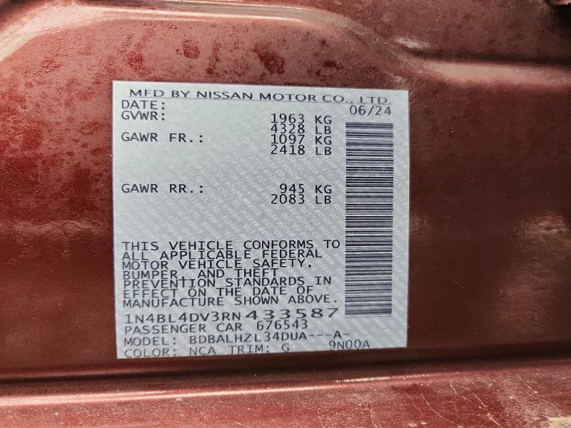 2024 NISSAN ALTIMA SV 12
