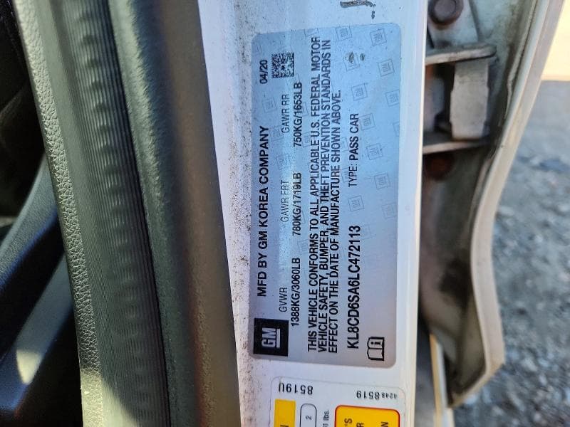 2020 CHEVROLET SPARK 1LT 12