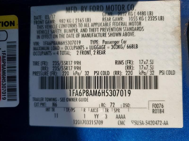 2017 FORD MUSTANG 12