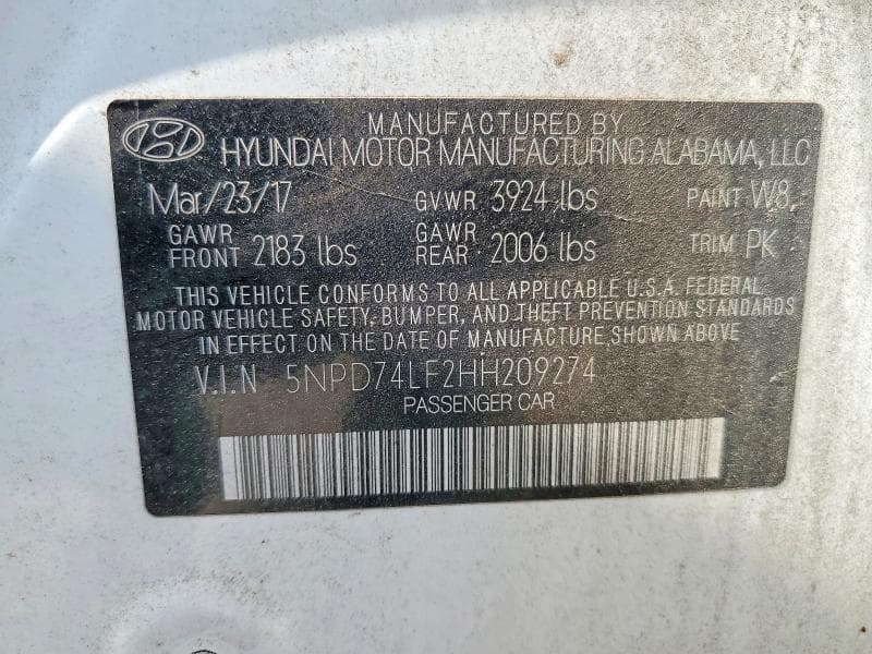 2017 HYUNDAI ELANTRA SE 12