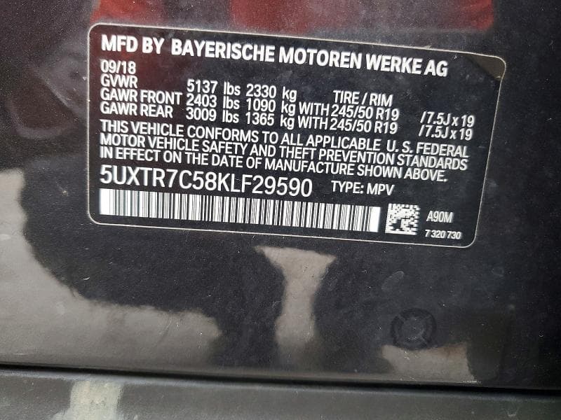 2019 BMW X3 SDRIVE30I 12