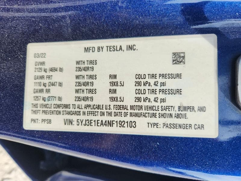 2022 TESLA MODEL 3 12