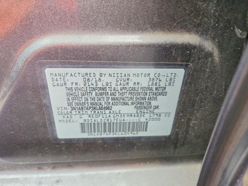2019 NISSAN SENTRA SV 12