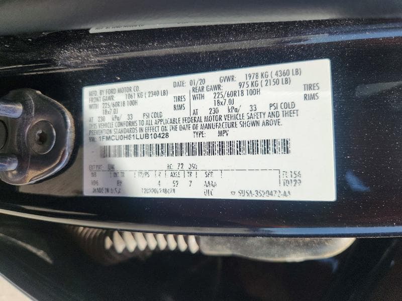 2020 FORD ESCAPE SEL 12