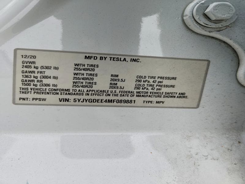 2021 TESLA MODEL Y 13