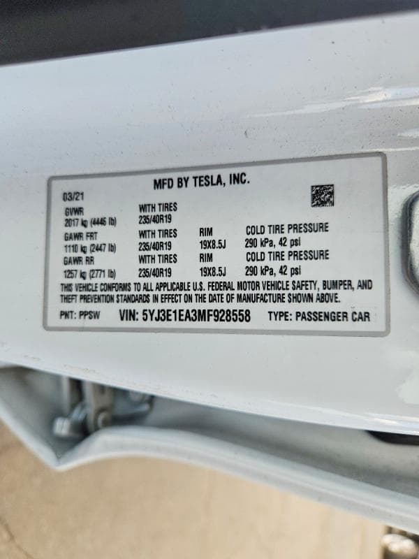 2021 TESLA MODEL 3 12