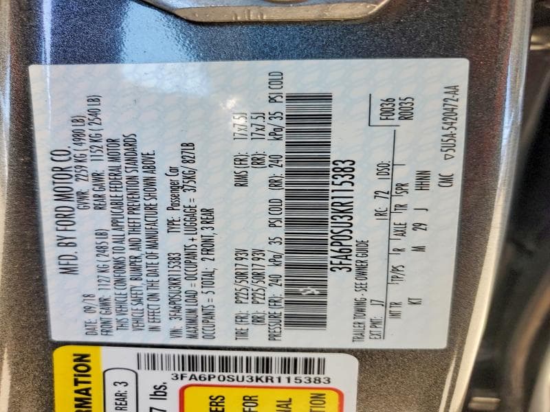 2019 FORD FUSION TITANIUM 13