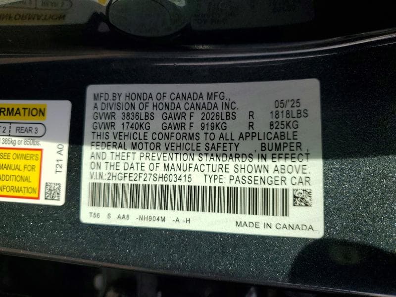 2025 HONDA CIVIC LX 12