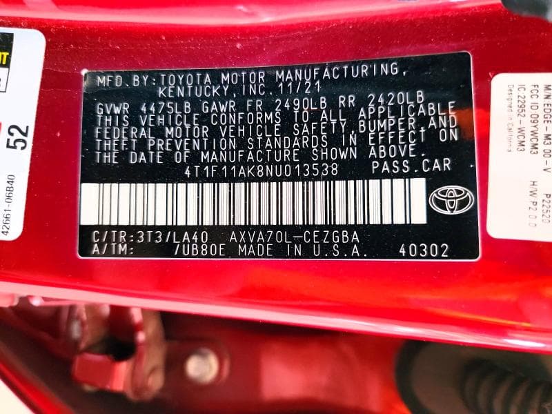 2022 TOYOTA CAMRY XLE 13