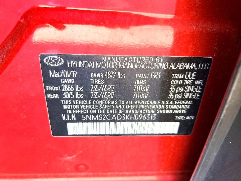 2019 HYUNDAI SANTA FE SE 12