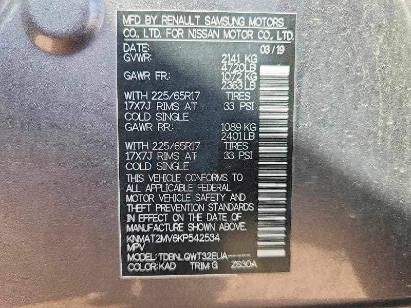 2019 NISSAN ROGUE SV 13