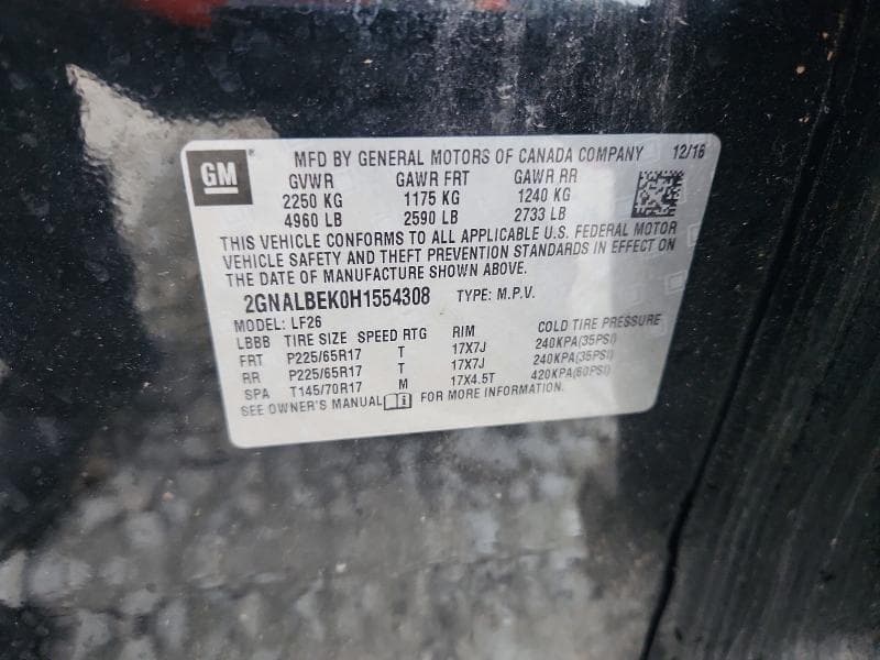 2017 CHEVROLET EQUINOX LS 12