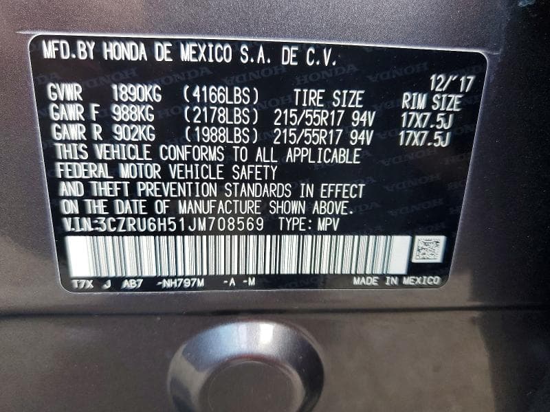2018 HONDA HR-V EX 14