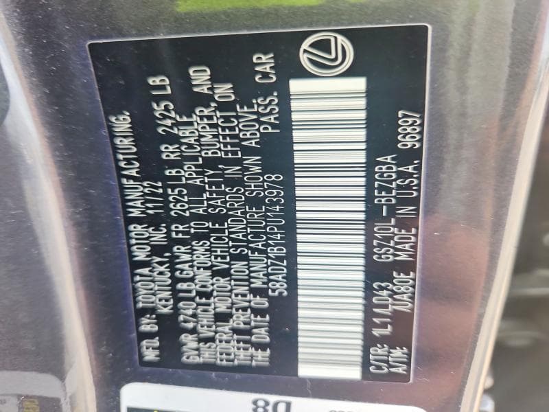 2023 LEXUS ES 350 BASE 12