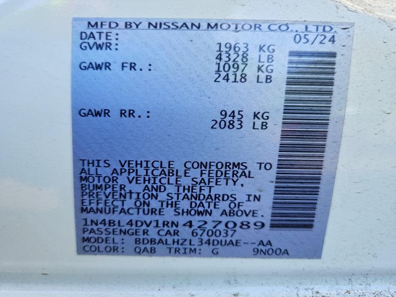 2024 NISSAN ALTIMA SV 12