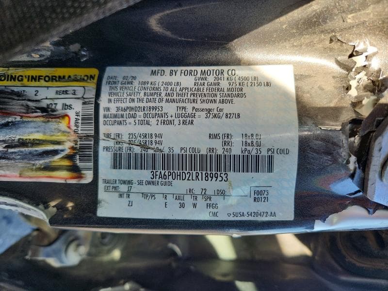 2020 FORD FUSION SE 12