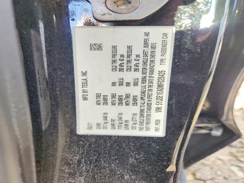 2021 TESLA MODEL 3 12