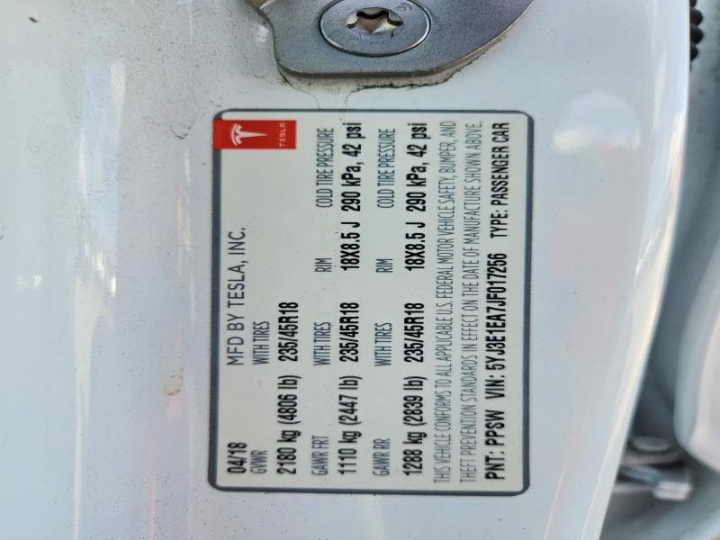 2018 TESLA MODEL 3 12