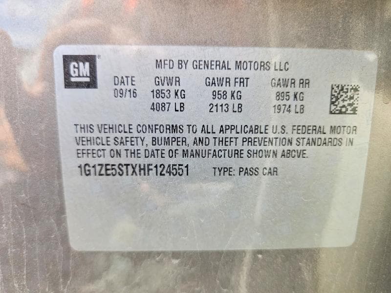 2017 CHEVROLET MALIBU LT 12