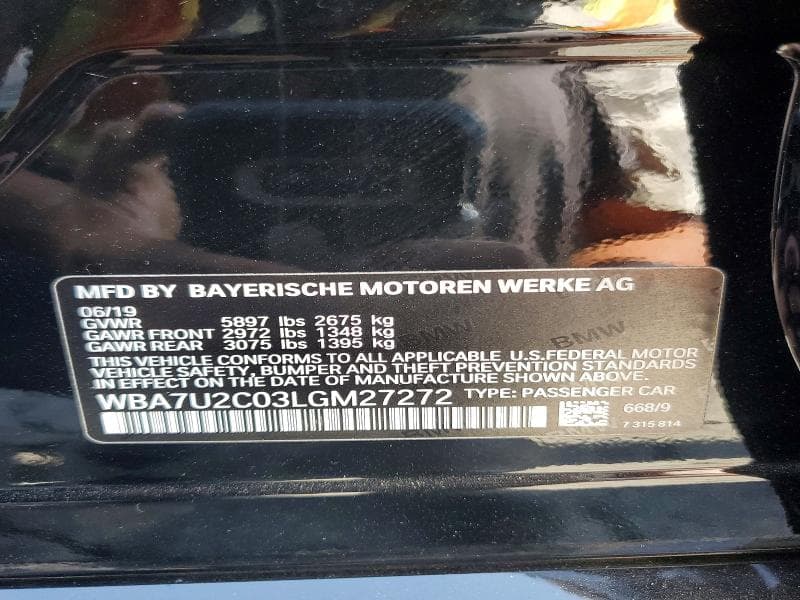 2020 BMW 750 XI 12
