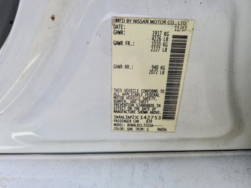 2018 NISSAN ALTIMA 2.5 SL 12