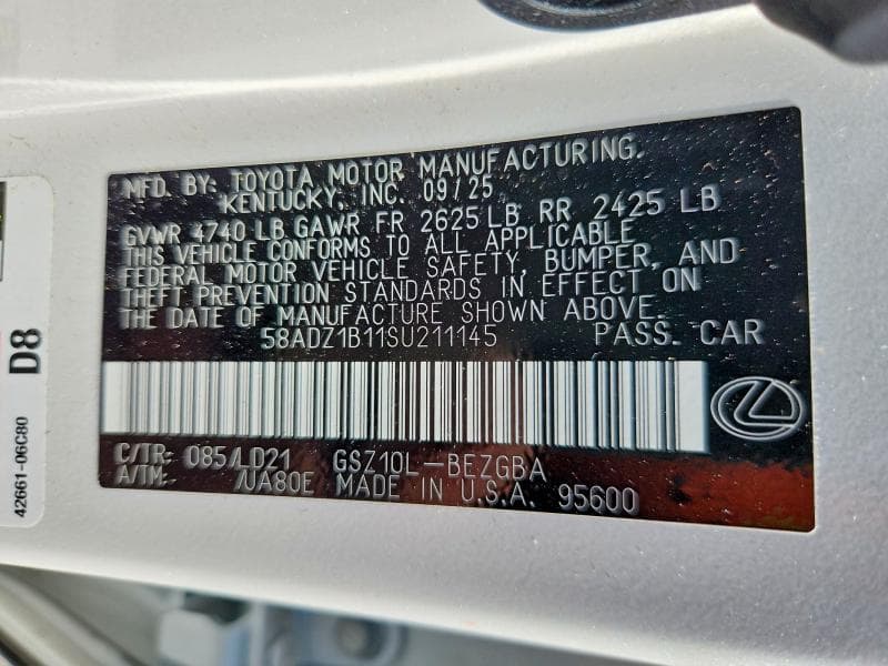 2025 LEXUS ES 350 BASE 12