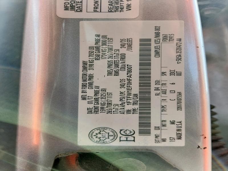 2017 FORD F150 SUPERCREW 12