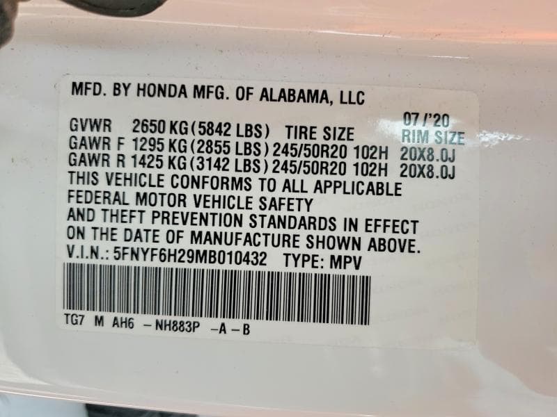 2021 HONDA PILOT SE 14