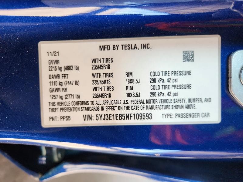 2022 TESLA MODEL 3 13