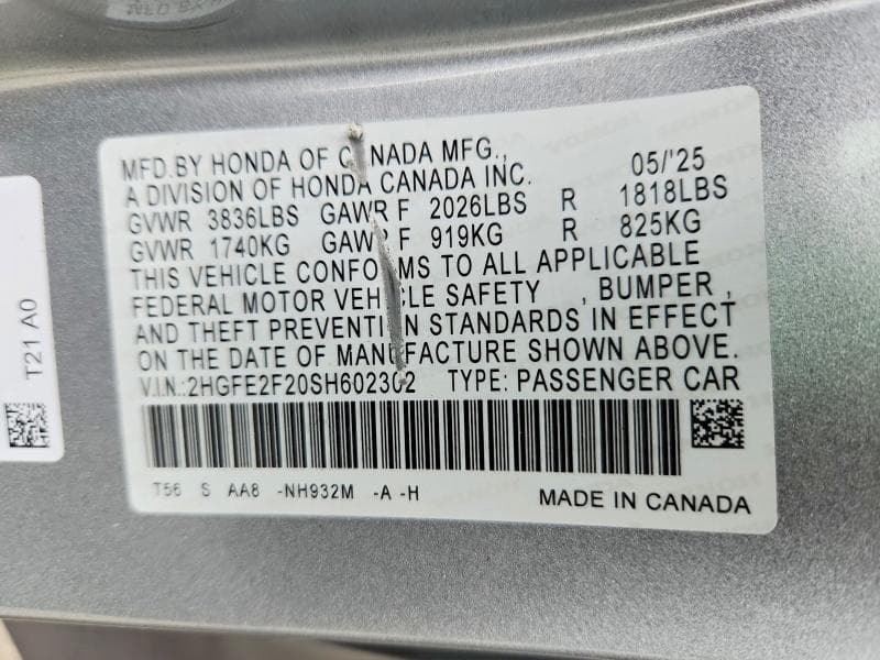 2025 HONDA CIVIC LX 12