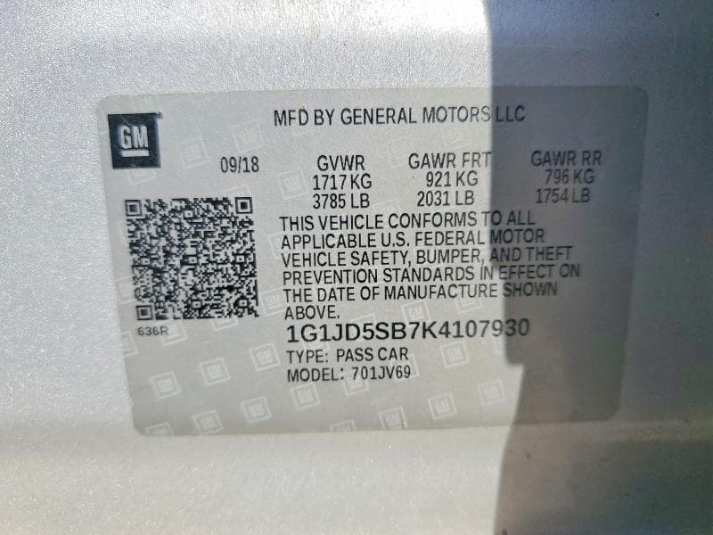 2019 CHEVROLET SONIC LT 12