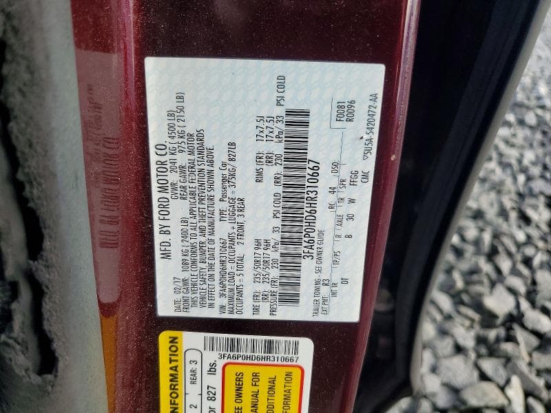 2017 FORD FUSION SE 12