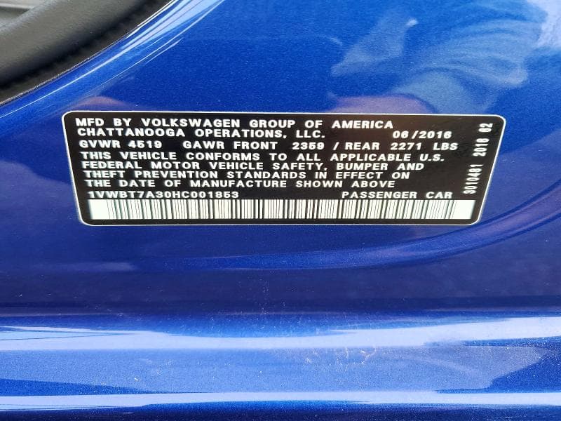 2017 VOLKSWAGEN PASSAT SE 12