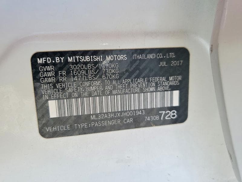 2018 MITSUBISHI MIRAGE ES 13