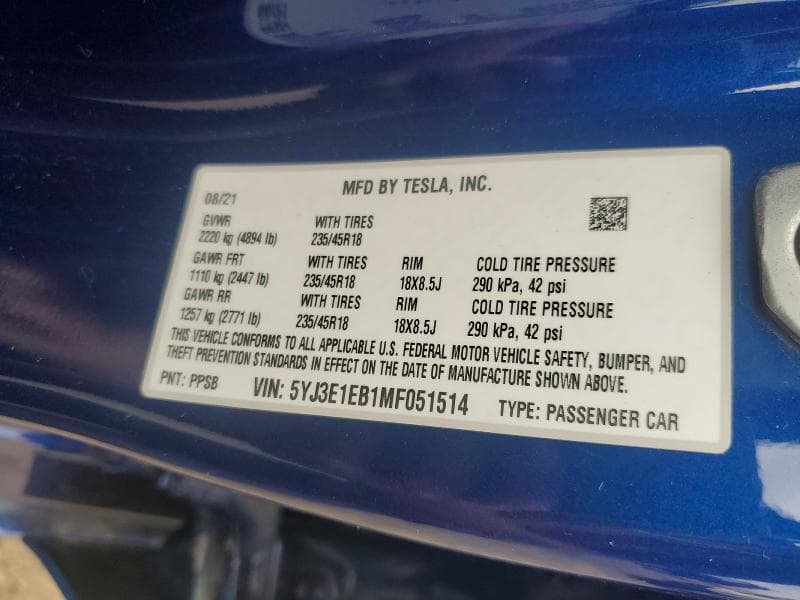 2021 TESLA MODEL 3 12
