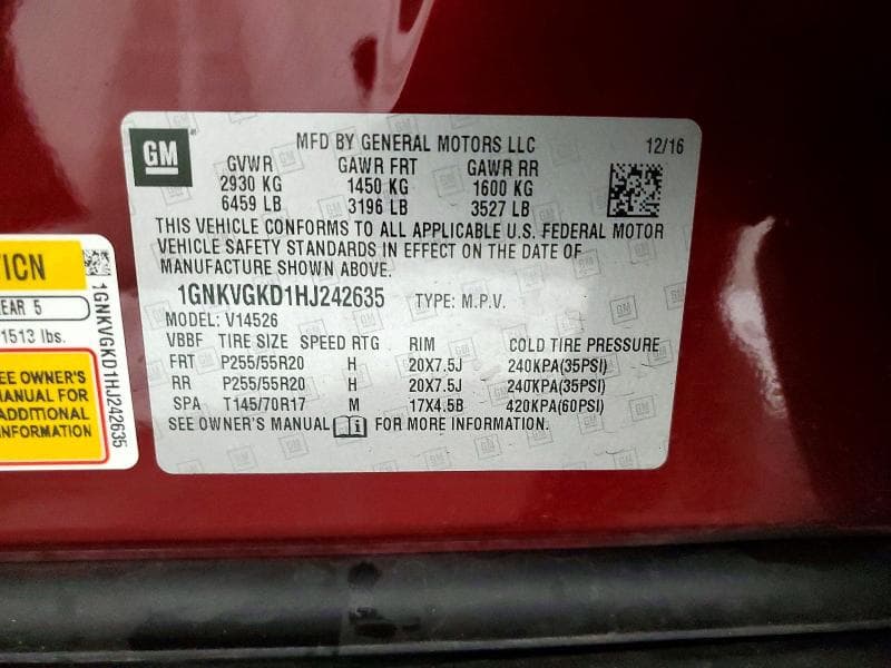 2017 CHEVROLET TRAVERSE LT 14