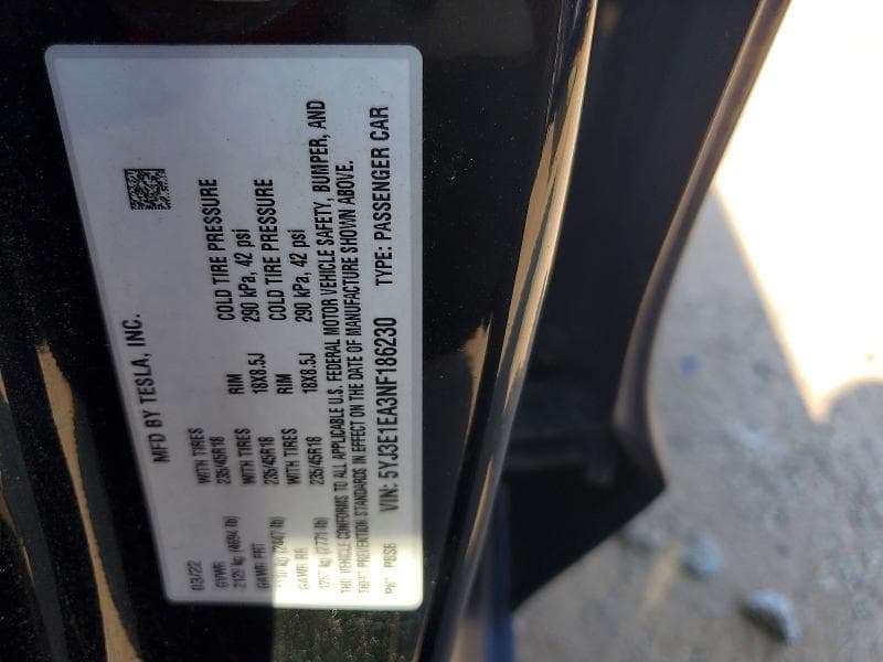 2022 TESLA MODEL 3 12