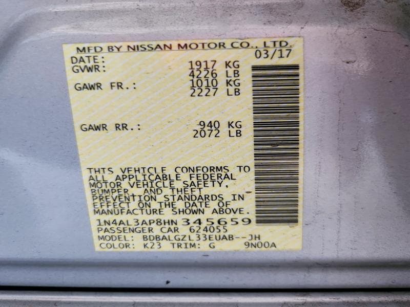 2017 NISSAN ALTIMA 2.5 S 13