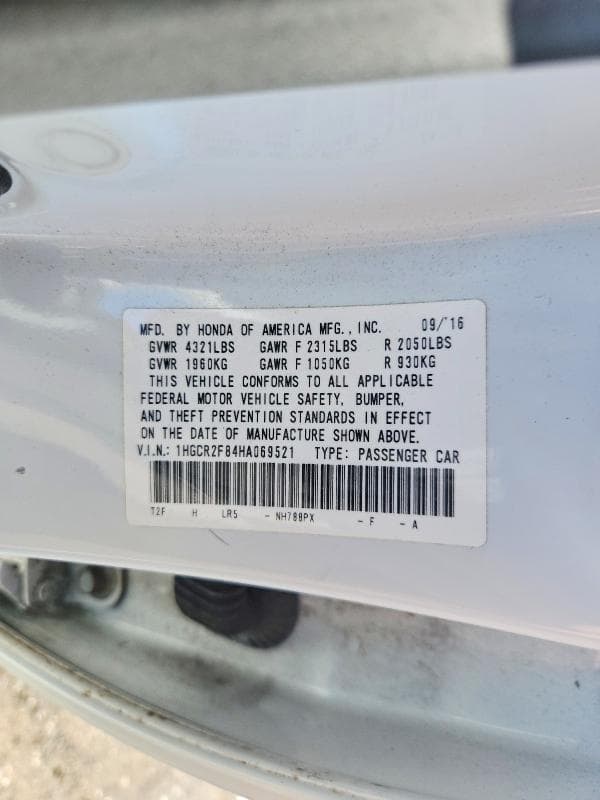 2017 HONDA ACCORD EXL 12