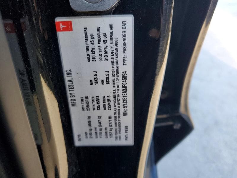 2018 TESLA MODEL 3 12