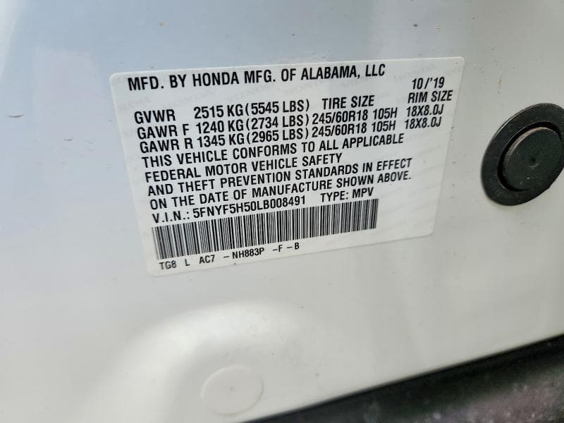 2020 HONDA PILOT EXL 14