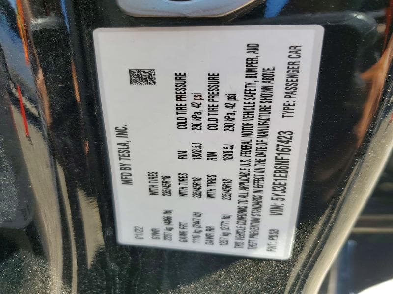 2022 TESLA MODEL 3 12