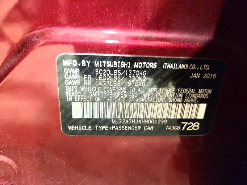 2017 MITSUBISHI MIRAGE ES 12