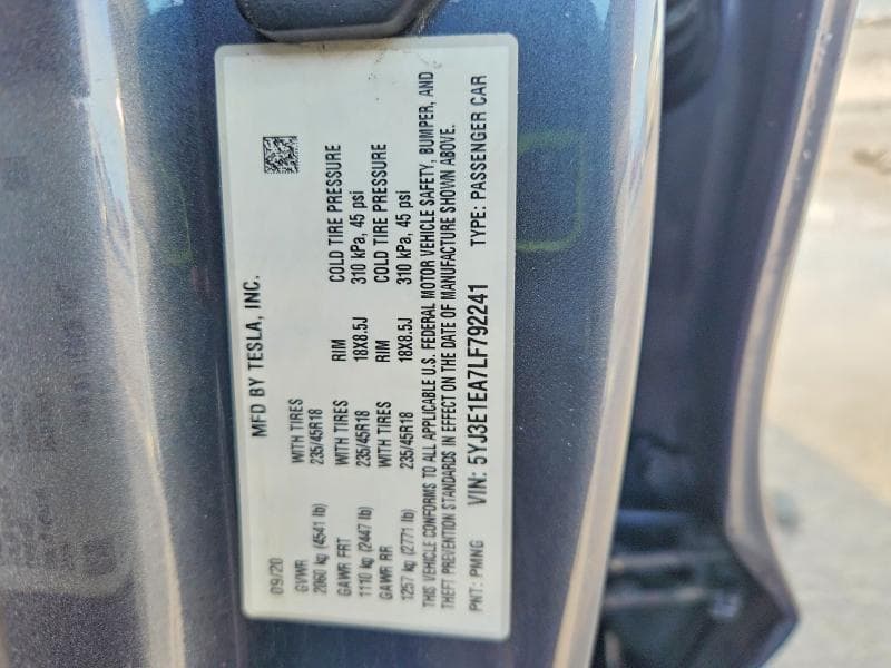 2020 TESLA MODEL 3 12