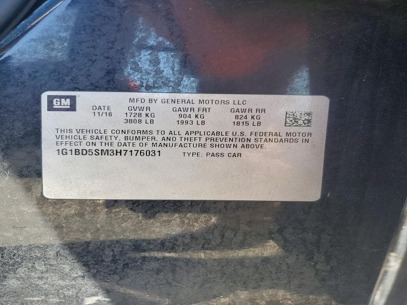 2017 CHEVROLET CRUZE LT 13