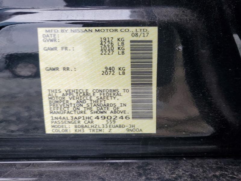 2017 NISSAN ALTIMA 2.5 SR 12