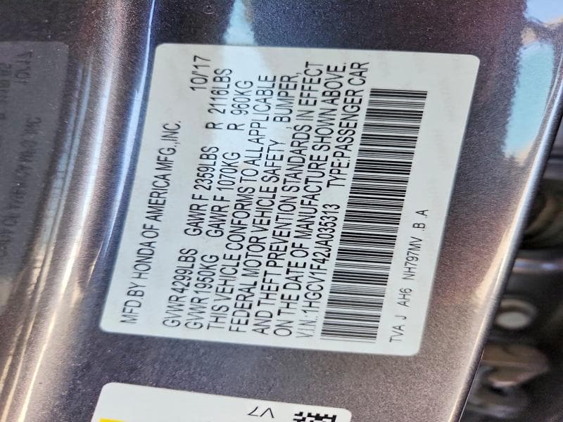 2018 HONDA ACCORD EX 12