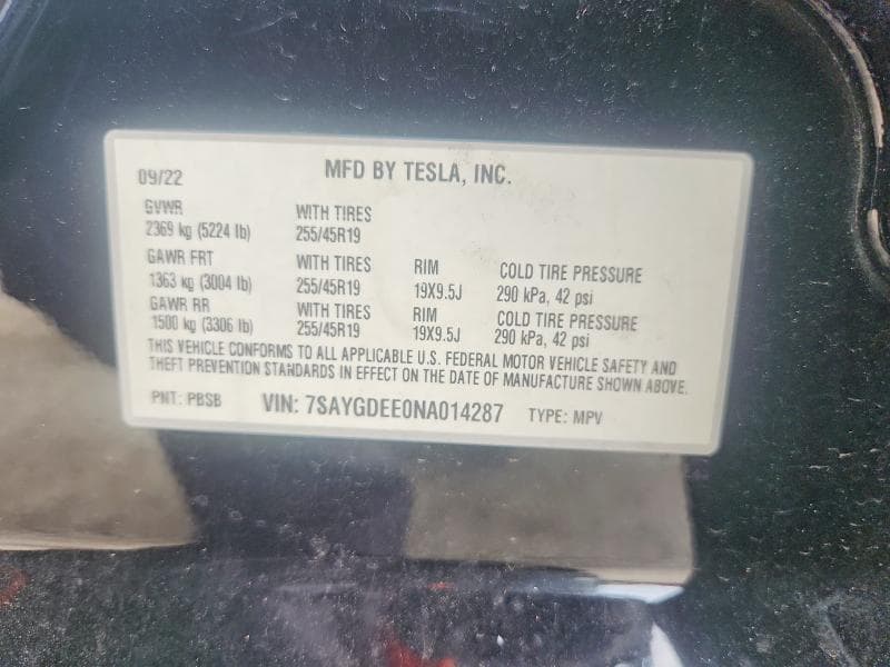 2022 TESLA MODEL Y 12