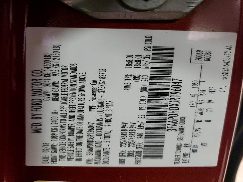 2018 FORD FUSION SE 12